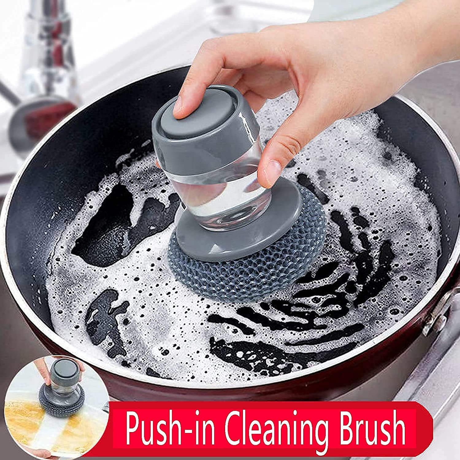 Soap Scrub Dispenser Brush Squeeze Suds